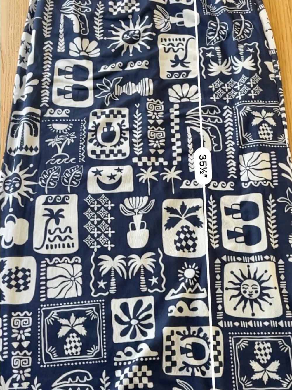 See You Monday Boho Navy and Cream Printed Maxi Skirt